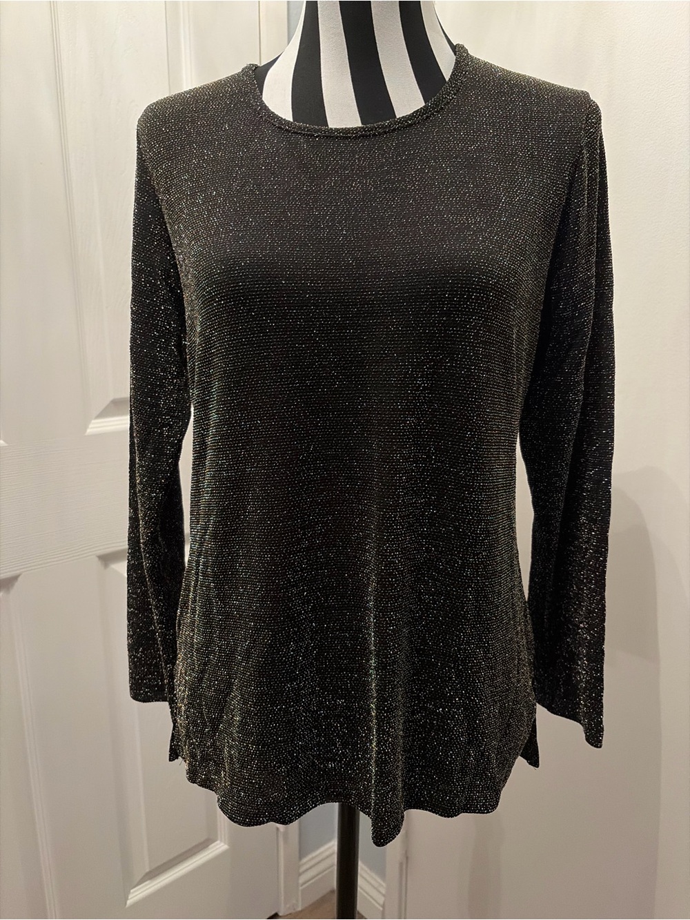 Notations Black Metallic Long Sleeve Tunic Top